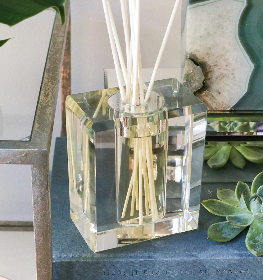 Antica Farmacista's Crystal Diffuser sold by SFERRA. The lines of this lead crystal reflect and scatter light beautifully.
