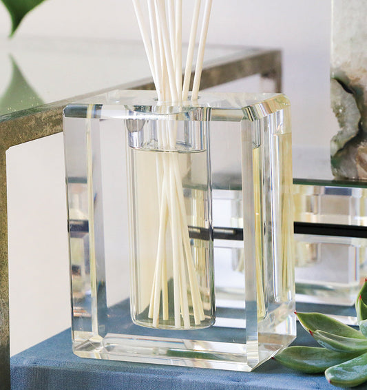 Antica Farmacista's Crystal Diffuser sold by SFERRA. The lines of this lead crystal reflect and scatter light beautifully.