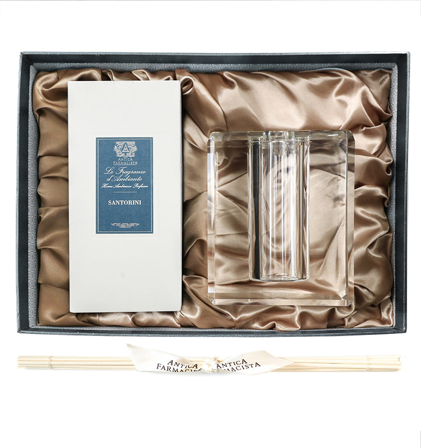 Antica Farmacista's Crystal Diffuser sold by SFERRA. The lines of this lead crystal reflect and scatter light beautifully.