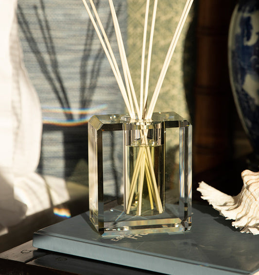 Antica Farmacista's Crystal Diffuser sold by SFERRA. The lines of this lead crystal reflect and scatter light beautifully.