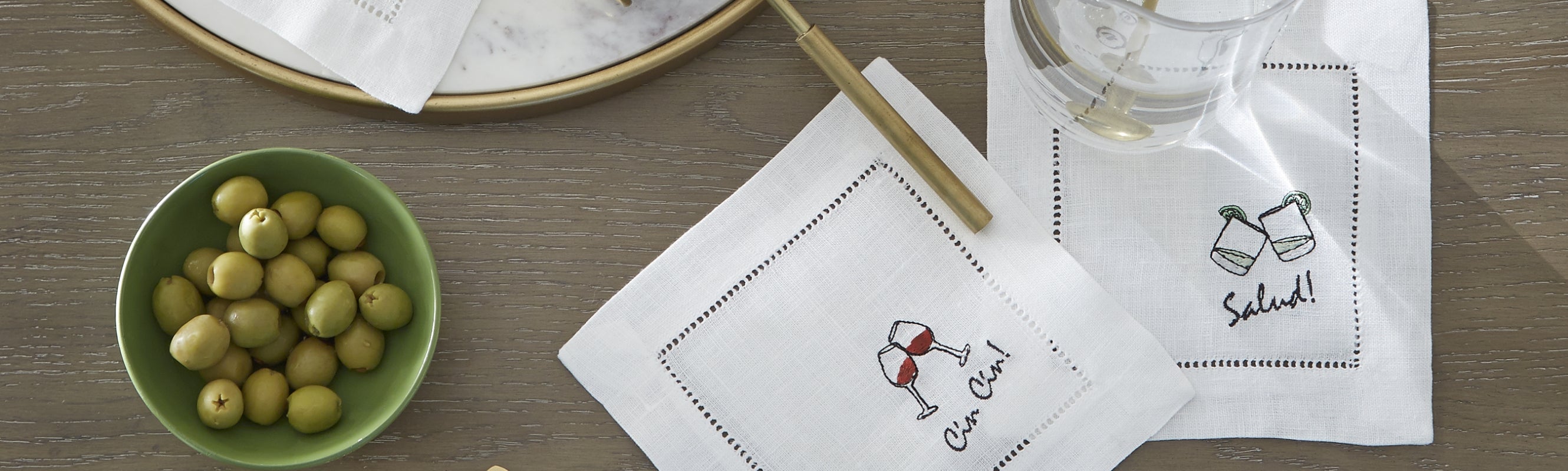 Discover embroidered linen cocktail napkins to celebrate any occasion—from New Year's, weddings & engagement parties to a spring garden themed party and more.