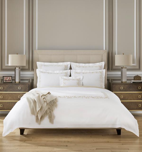 The SFERRA Griante Duvet Cover features elevated ornamental detailing on long staple cotton percale.